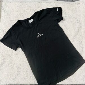 Classic Black Short Sleeve Tee with Hanger Design